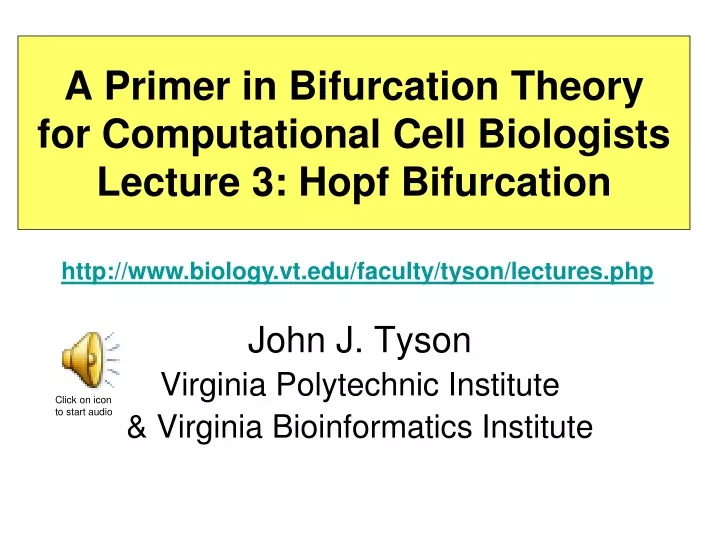 a primer in bifurcation theory for computational cell biologists lecture 3 hopf bifurcation