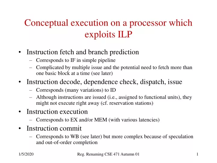 conceptual execution on a processor which exploits ilp