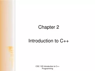 Chapter 2 Introduction to C++