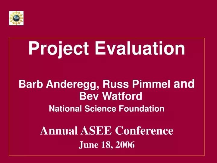 project evaluation barb anderegg russ pimmel
