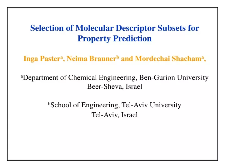 selection of molecular descriptor subsets