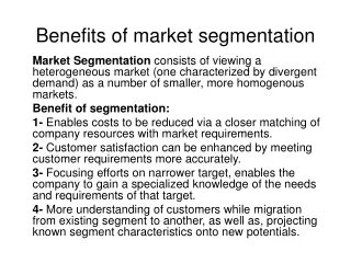 Benefits of market segmentation