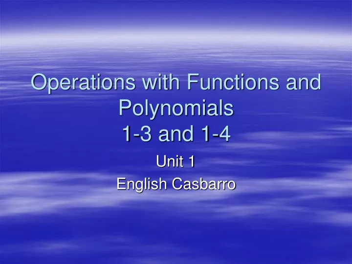 operations with functions and polynomials