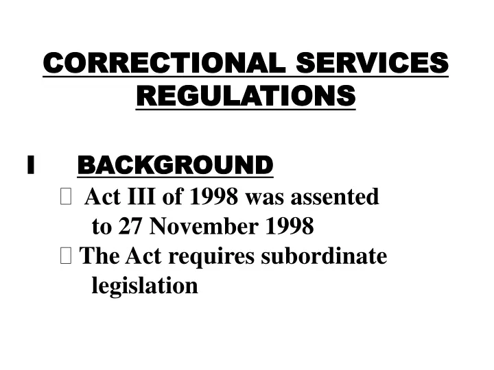 correctional services regulations