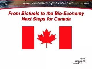 From Biofuels to the Bio-Economy Next Steps for Canada