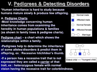 V.  Pedigrees &amp; Detecting Disorders