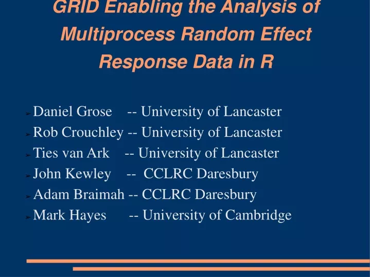 grid enabling the analysis of multiprocess random effect response data in r
