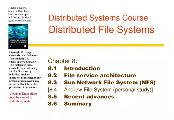 distributed systems course distributed file systems