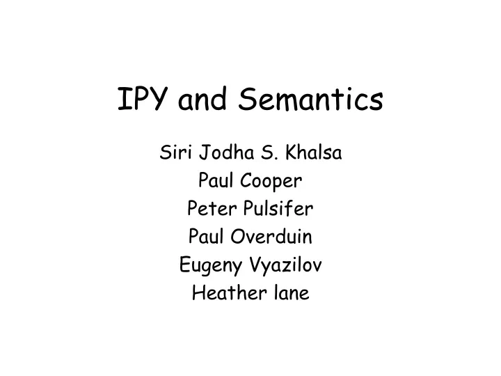 ipy and semantics