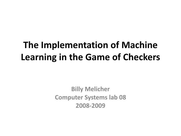 the implementation of machine learning