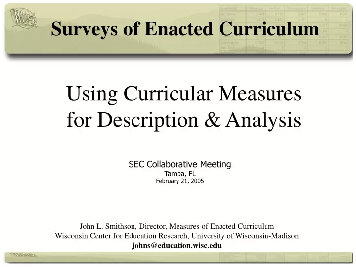 surveys of enacted curriculum