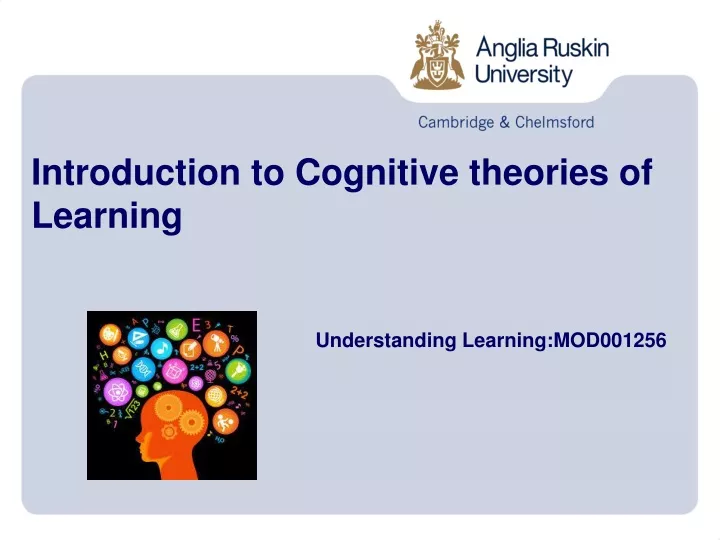 introduction to cognitive theories of learning