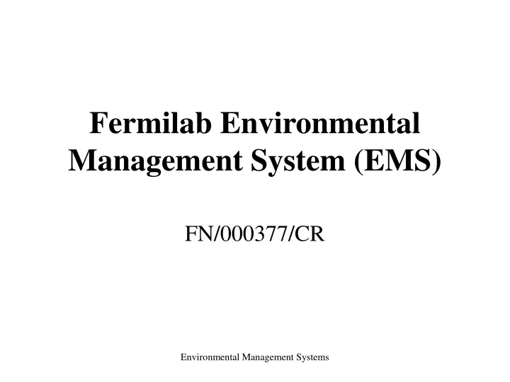 fermilab environmental management system ems