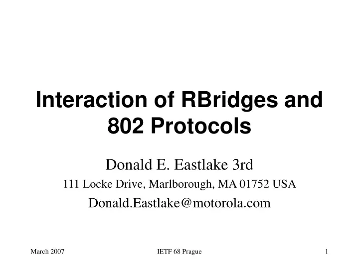 interaction of rbridges and 802 protocols