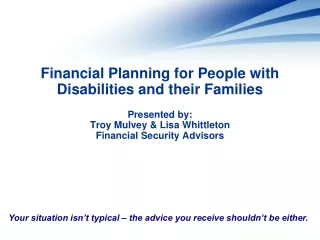 Financial Planning for People with Disabilities and their Families