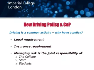 New Driving Policy &amp; CoP