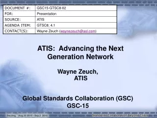 ATIS:  Advancing the Next Generation Network
