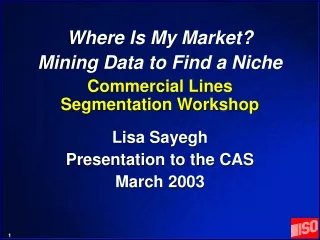 Where Is My Market?  Mining Data to Find a Niche Commercial Lines Segmentation Workshop