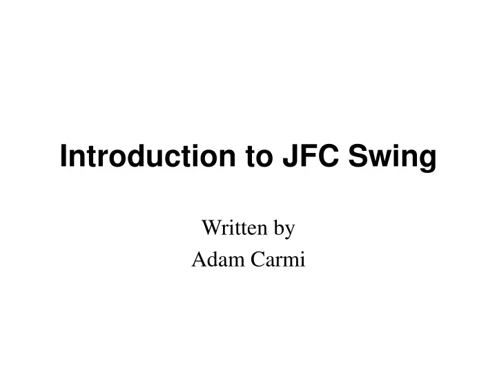 introduction to jfc swing