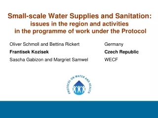 Small-scale supplies  and sanitation : Work programme 2007 - 2009