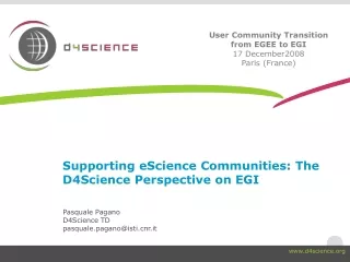 Supporting eScience Communities: The D4Science Perspective on EGI