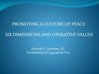 PROMOTING A CULTURE OF PEACE:  SIX DIMENSIONS AND OPERATIVE VALUES