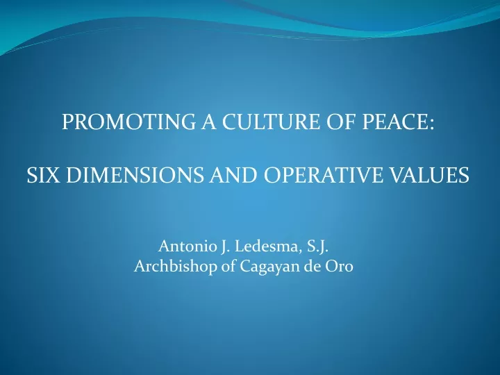 promoting a culture of peace six dimensions