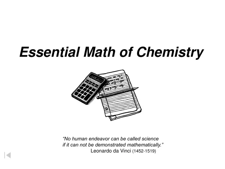 essential math of chemistry