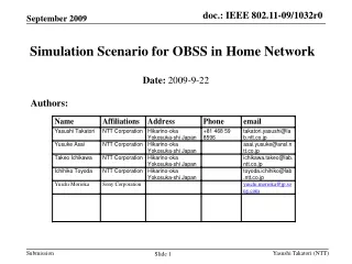 Simulation Scenario for OBSS in Home Network