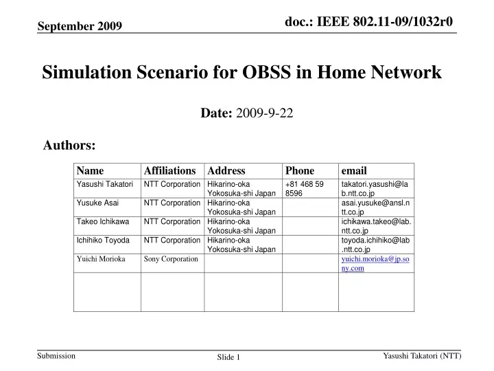 simulation scenario for obss in home network