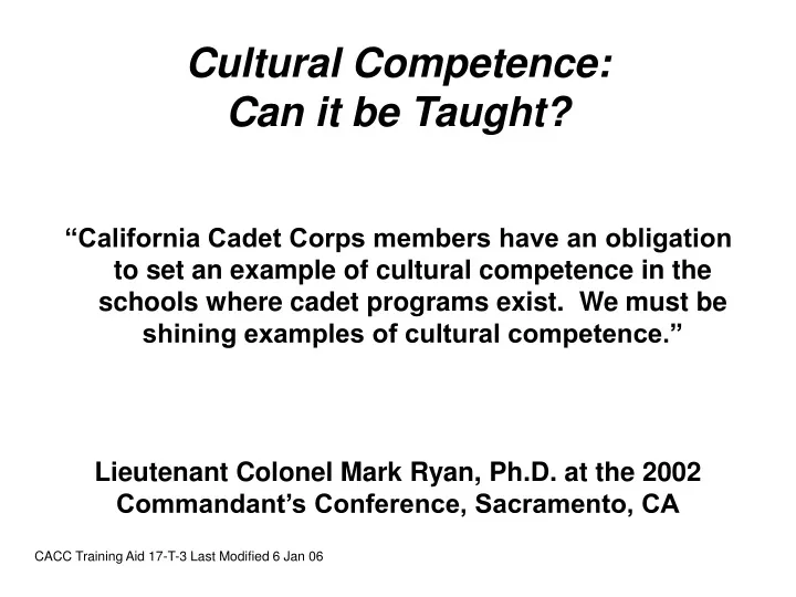 cultural competence can it be taught