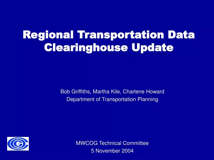 regional transportation data clearinghouse update