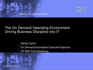 The On Demand Operating Environment Driving Business Discipline into IT