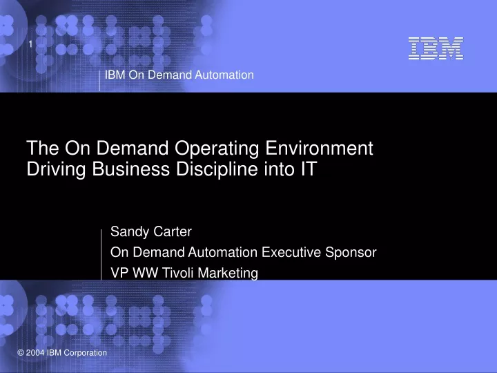 the on demand operating environment driving business discipline into it