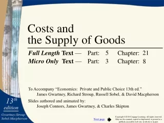 Costs and  the Supply of Goods