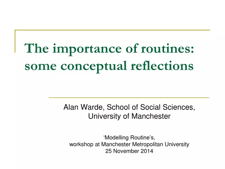 the importance of routines some conceptual reflections
