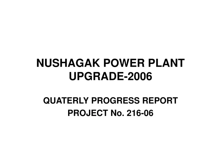 nushagak power plant upgrade 2006