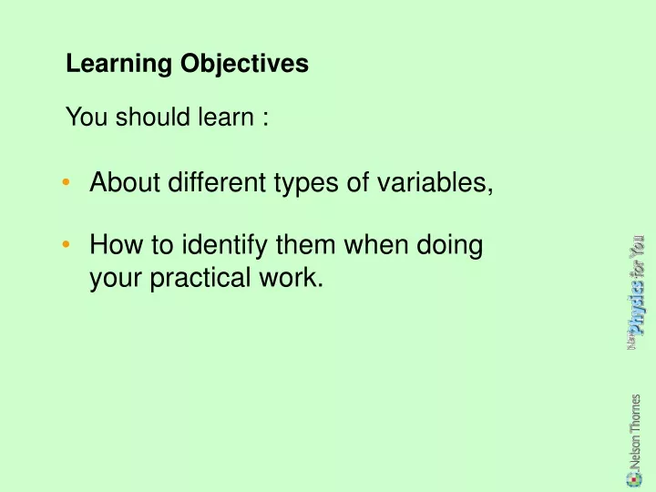learning objectives you should learn