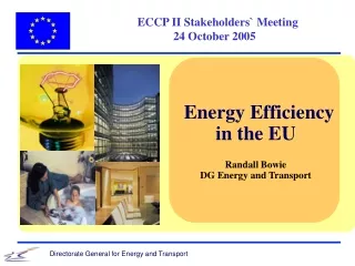 Energy Efficiency in the EU Randall Bowie DG Energy and Transport