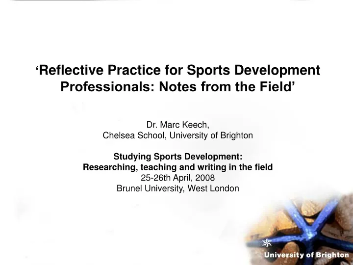 reflective practice for sports development