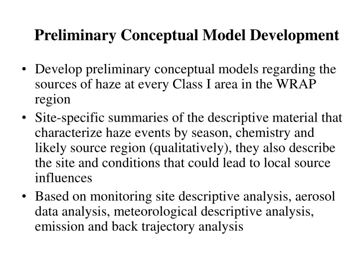 preliminary conceptual model development