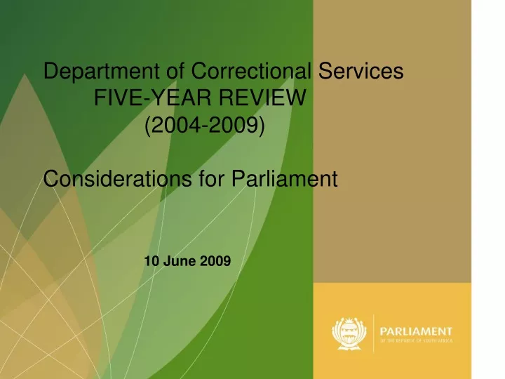 department of correctional services five year