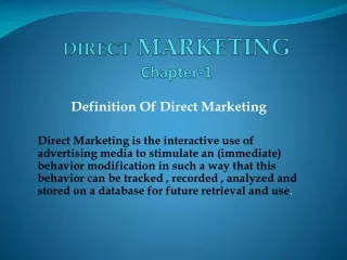 DIRECT  MARKETING Chapter-1
