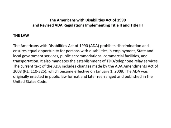 the americans with disabilities act of 1990