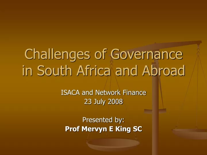 challenges of governance in south africa and abroad