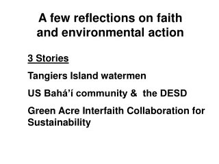 A few reflections on faith  and environmental action
