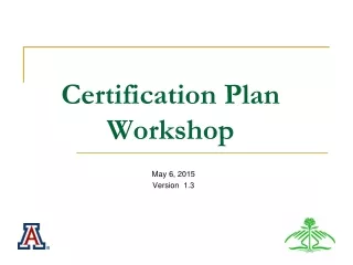 Certification Plan Workshop