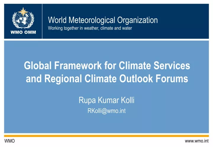 global framework for climate services and regional climate outlook forums