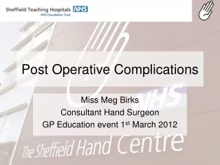 Post Operative Complications