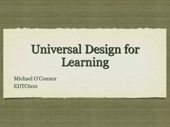 universal design for learning